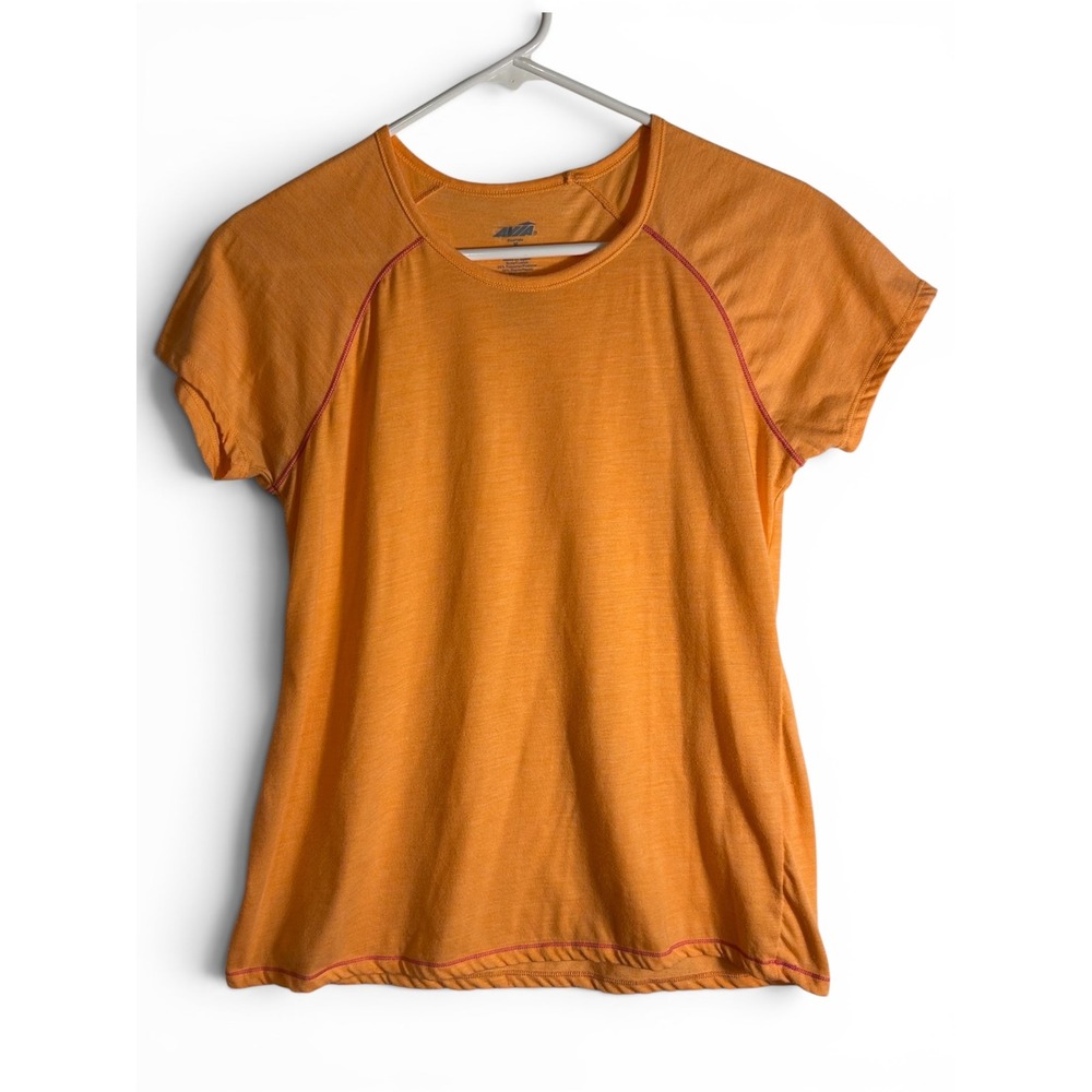 Avia Womens Orange‎ Heathered Raglan Short Sleeve Active Tee RH3W044 Size M